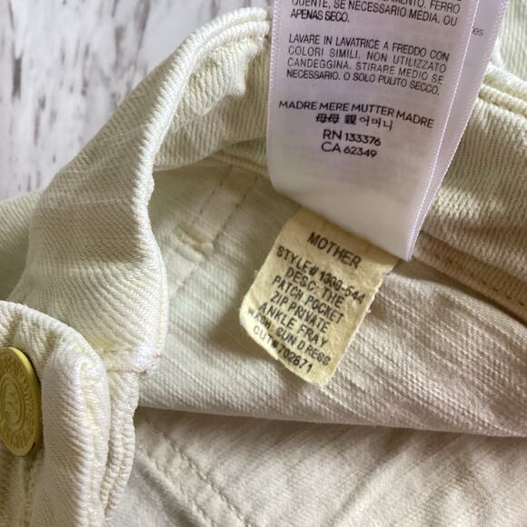 MOTHER Straight Patch Pocket Ankle Fray Jeans, Size 28, Butter Yellow Fall Denim - Picture 16 of 16